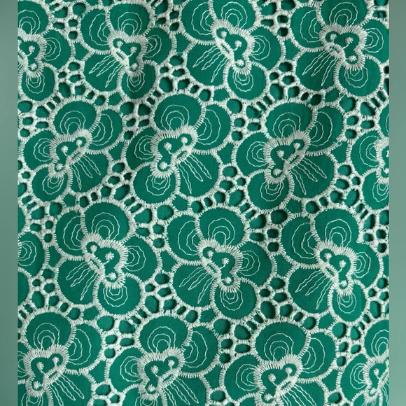 J. Crew Kelly Green Floral Embroidered Overlay Skirt - Picture 4 of 5